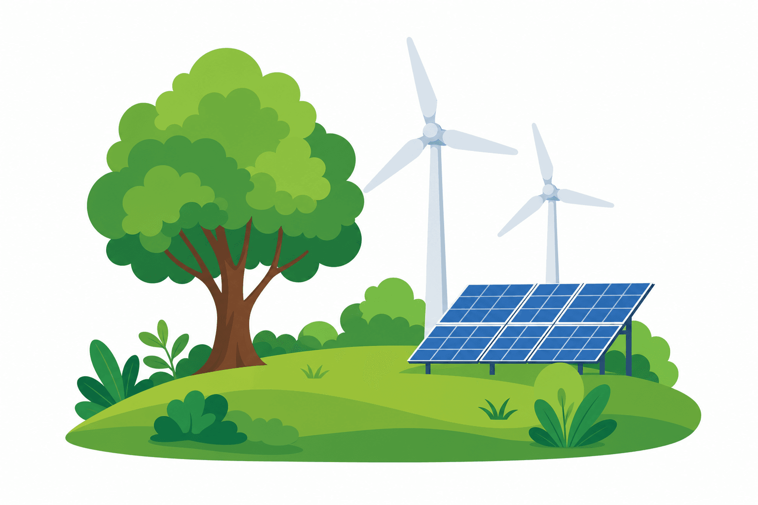 Environment and ecology wind turbines illustration