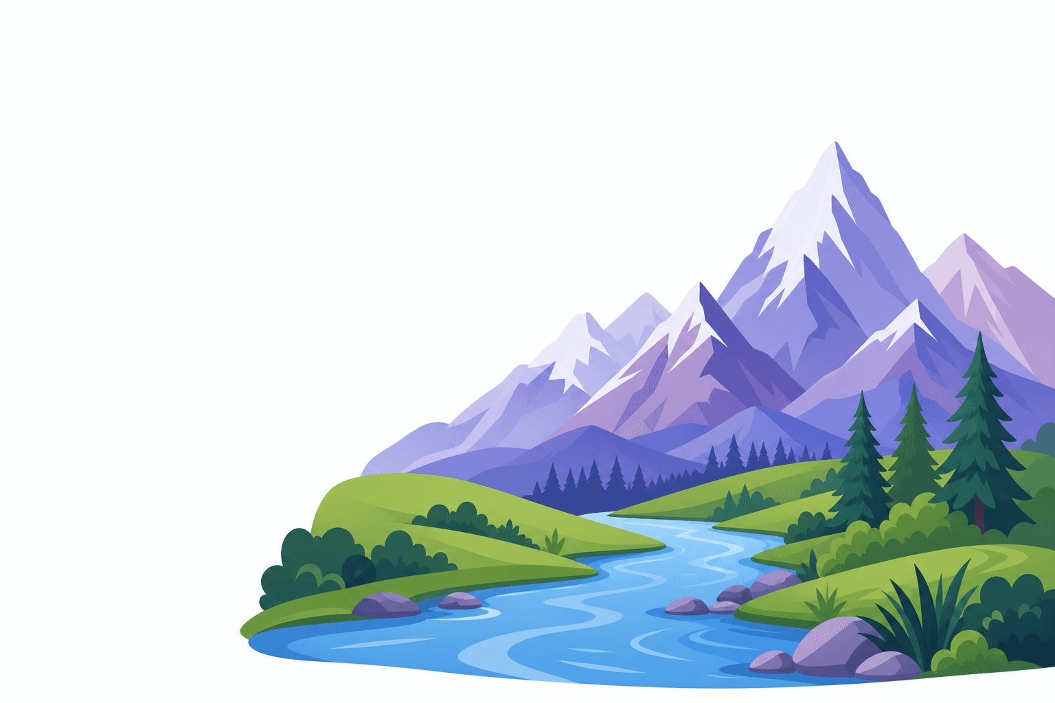 Physical geography mountains and river illustration