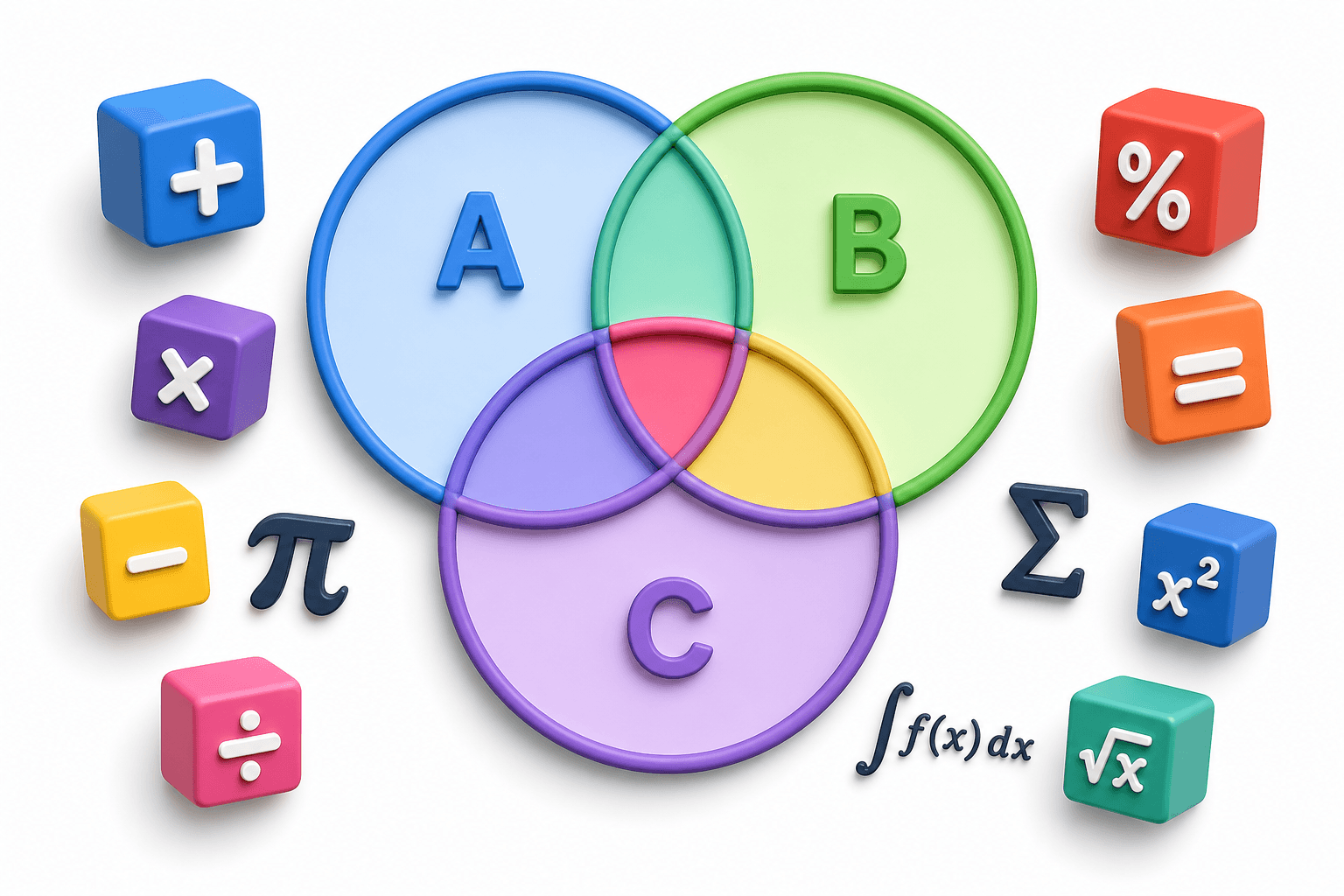 Advanced mathematics Venn diagram illustration